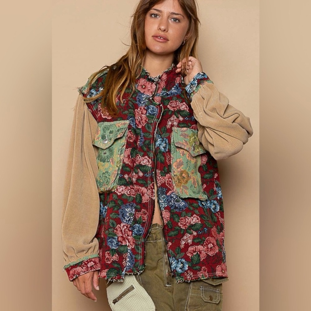 Pol Oversized Floral Patchwork Jacket - image 3